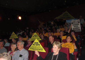 At the packed premier of Frack Man in Hobart